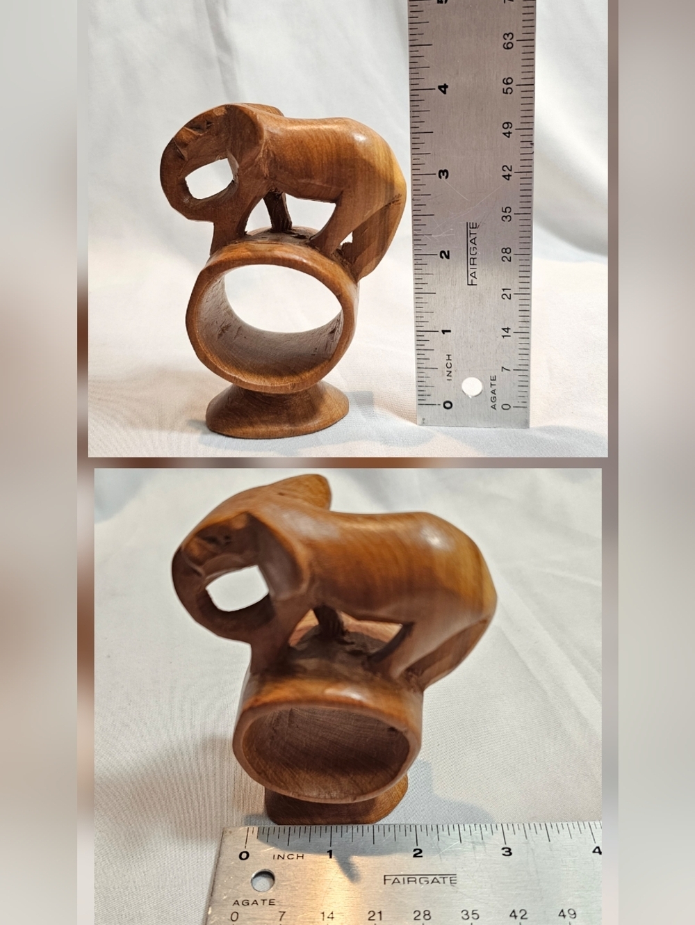8 Handcarved Wooden Safari Animal Napkin Ring Holders - Picture 8 of 10